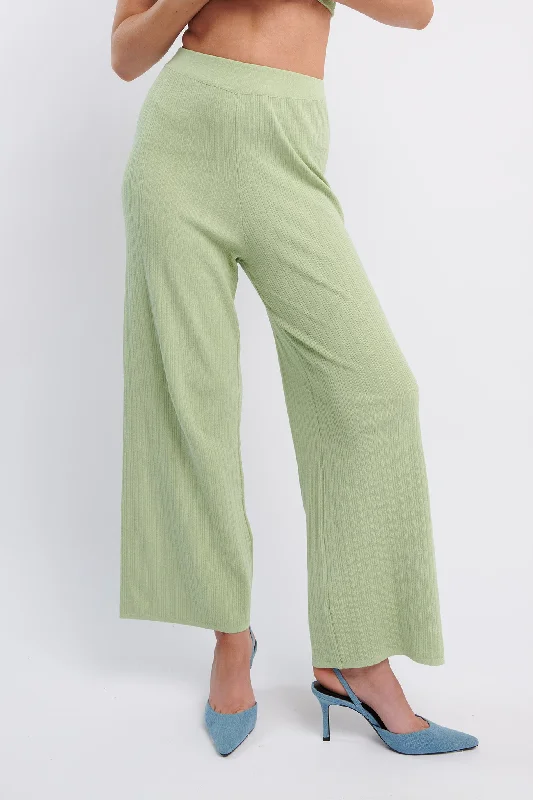 Rossana Long Knit Pants Sage Casual Yoga Pants