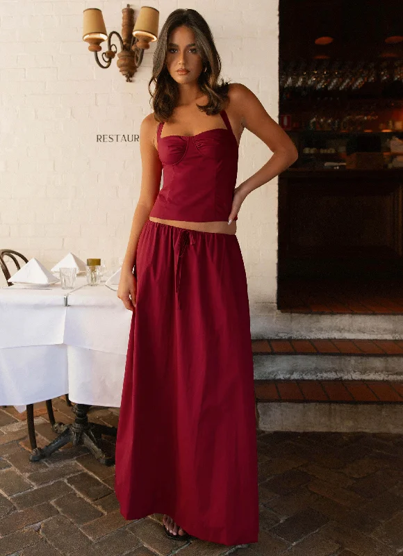 Cheryl Maxi Skirt - Cherry Red cashmere skirt plush