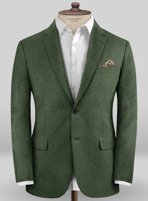Colombo Olive Green Cashmere Jacket A-Line Jacket Boat Neck Shawl Collar