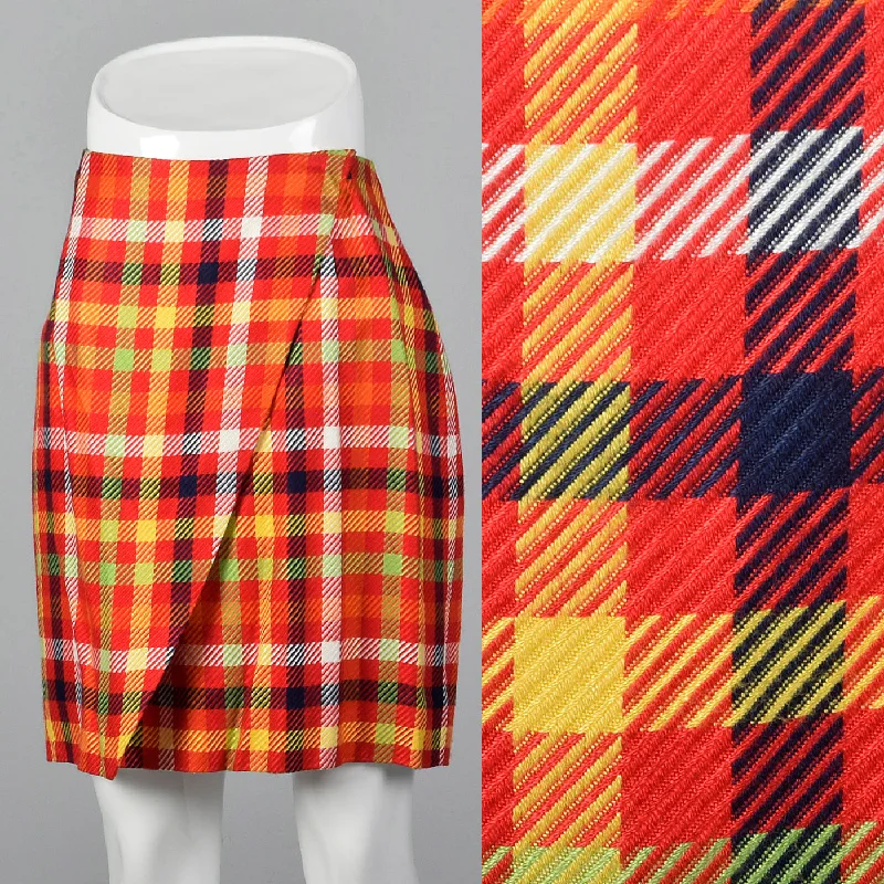 1990s Emanuel Ungaro Plaid Wrap Skirt velvet skirt luxury