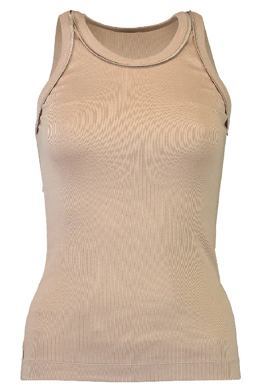 Satin Trim Tank - Coyote strapless tank top