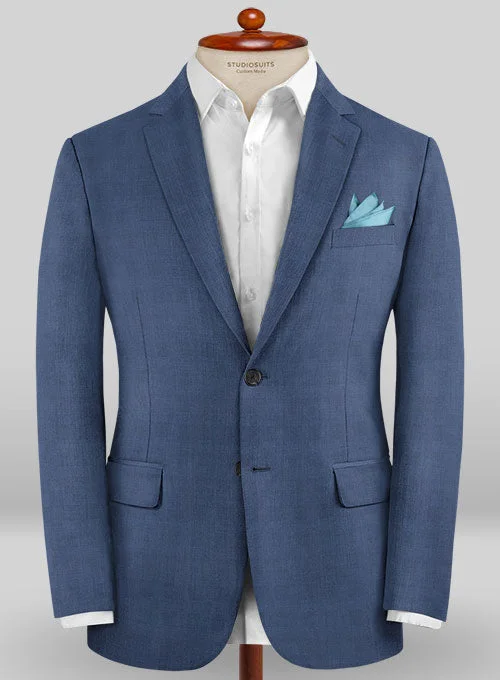 Caccioppoli Sun Dream Prito Blue Wool Silk Jacket Embroidered Jacket Appliqued Jacket Beaded Jacket