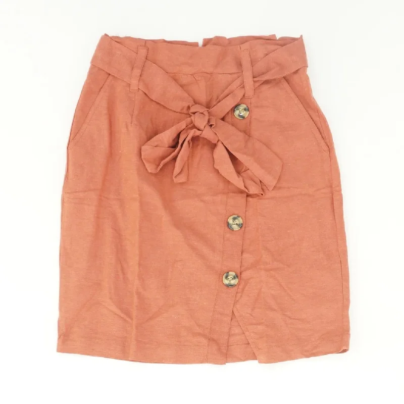 Rust Solid Mini Skirt flowy skirt hem
