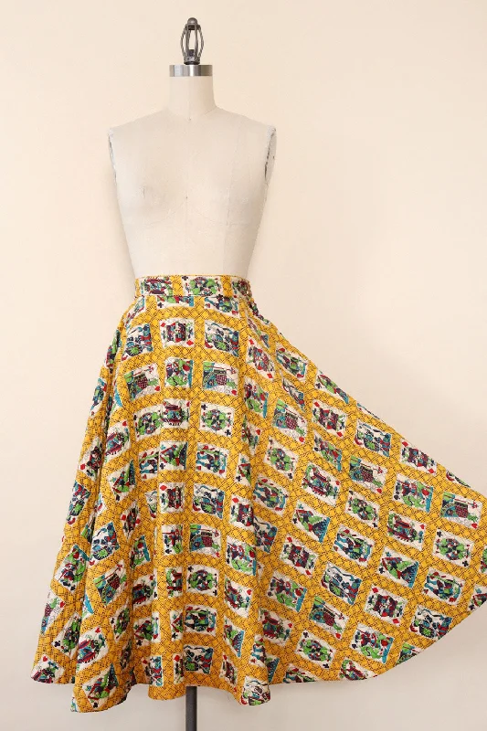 Playing Cards Quilted Circle Skirt S lace skirt delicate