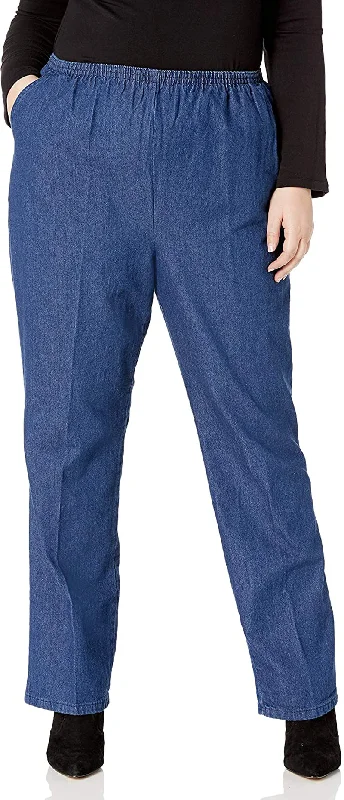 Chic Classic Collection Women's Plus Cotton Pull-on Pant with Elastic Waist Modern Stretch Trousers