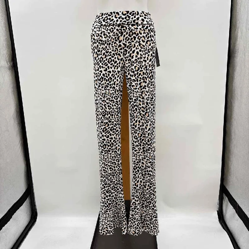 Norma Kamali Women's Size S White Animal Print Pants Chic Black Leggings