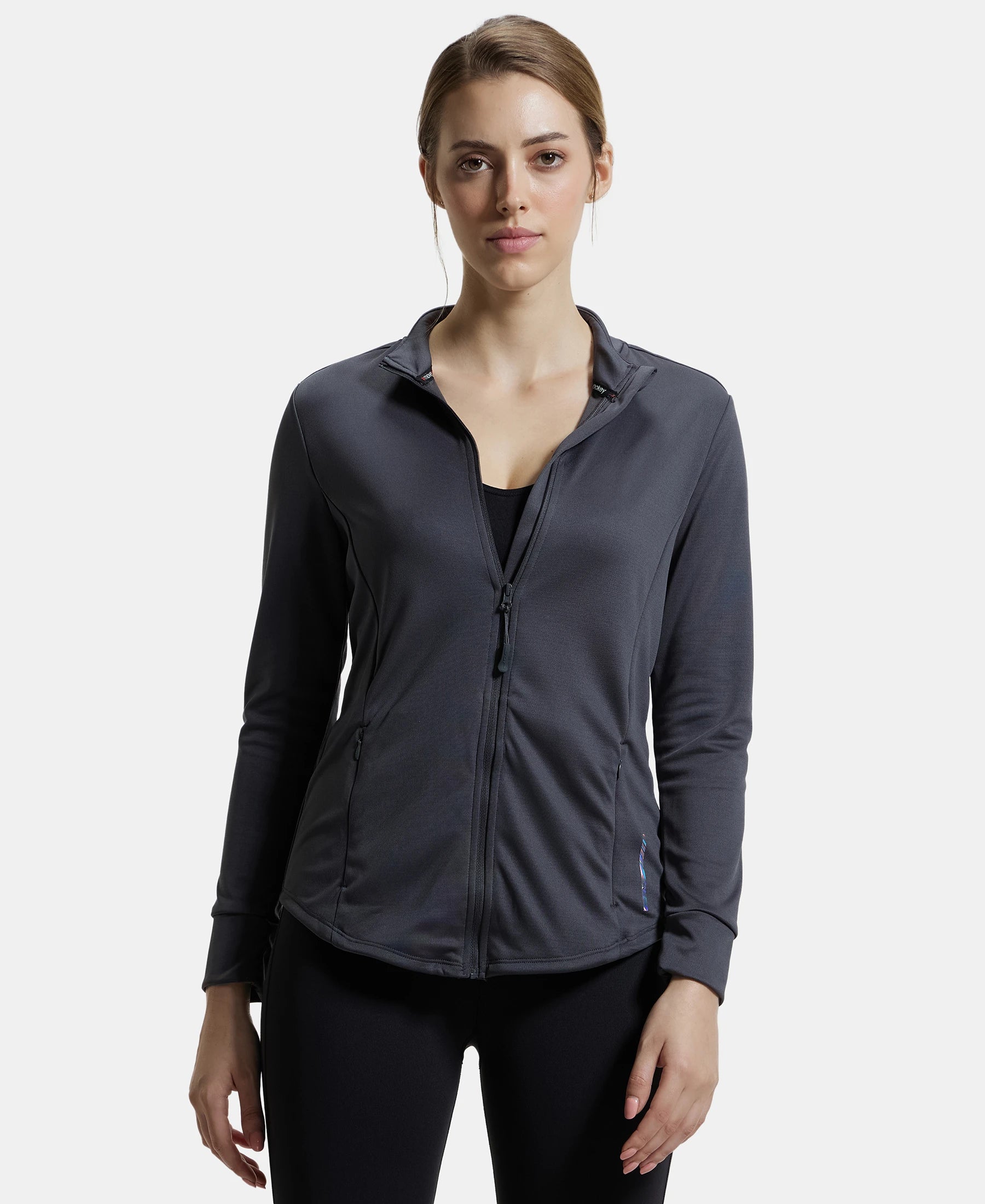 Microfiber Relaxed fit Jacket with Curved Back Hem and StayDry Treatment - Forged Iron Oversized Jacket Tailored Jacket Straight Jacket