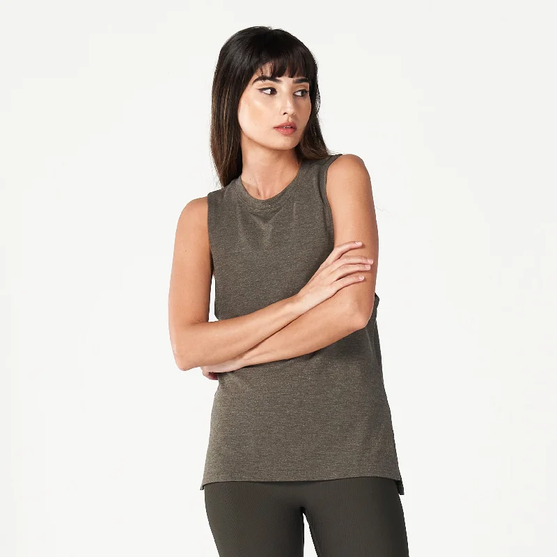 Code Marl Tank - Khaki Marl modal blend tank