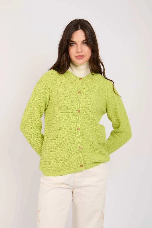 Women Regular Fit Cardigan - Green Rayon Fabric Velvet Fabric Corduroy Fabric
