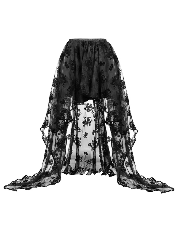 Black Halloween Steampunk Hilo Skirt leather skirt modern