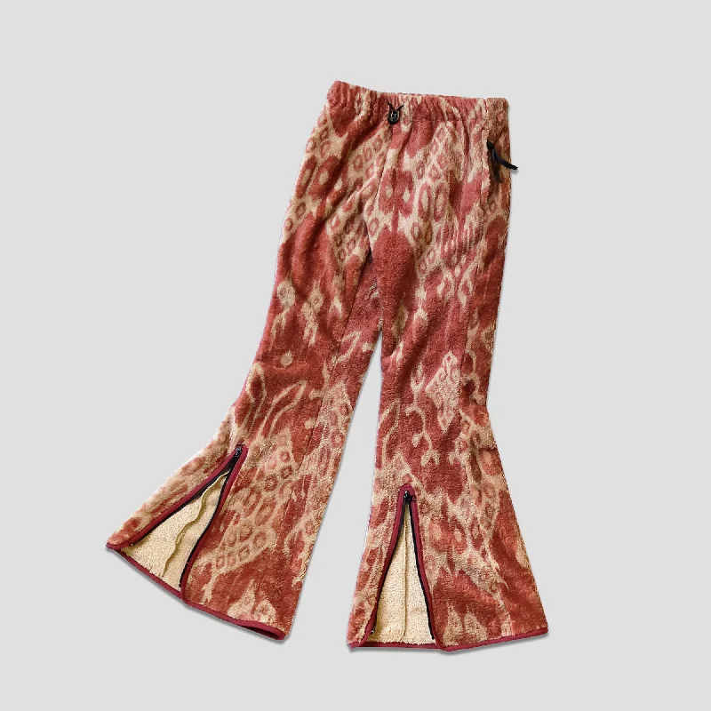 JAVA KASURI FLEECE FLARE PANTS - RED Warm Wool Trousers