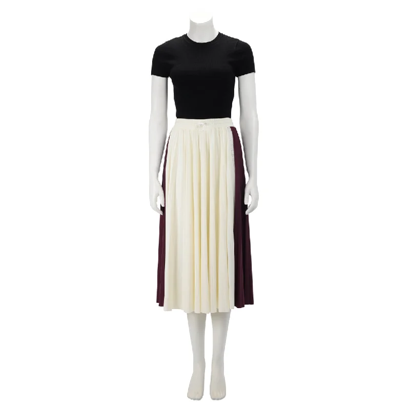 Valentino White & Plum Lycra Pleated Midi Skirt S chiffon skirt delicate