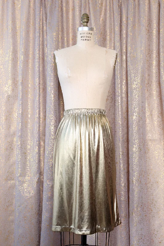 Liquid Gold Lamé Skirt XL wool skirt warm