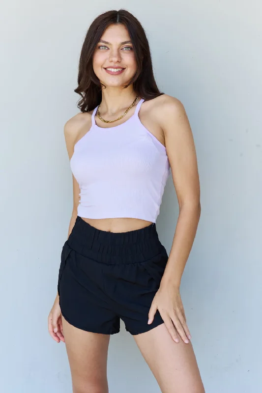 Ninexis Everyday Staple Soft Modal Short Strap Ribbed Tank Top in Lavender off shoulder tank
