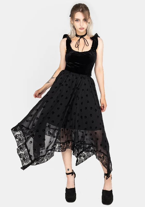 Bones Flocked Chiffon Handkerchief Hem Skirt athletic skirt fit