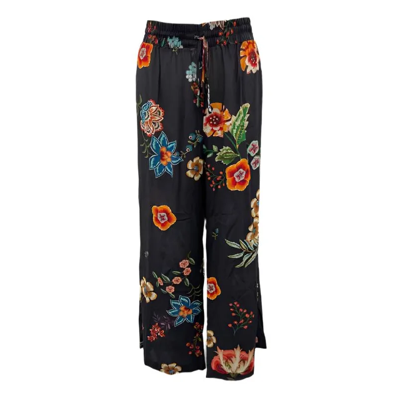 Johnny Was Women's Size L Black Floral Pants Cozy Maternity Pants