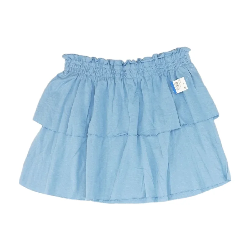 Blue Solid Mini Skirt spandex blend skirt