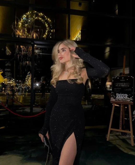 Sexy Black Prom Dress Sequin Slit Sheath Birthday Party Dress With Gloves cc2360 Tunics Ceremony elegant Sexy Black Prom Dress Sequin Slit Sheath Birthday Party Dress With Gloves cc2360 Tunics Ceremony elegant