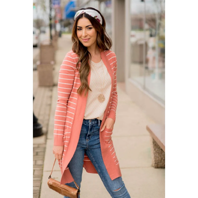 Ribbed Trim Striped Tunic Cardigan Cable Knit Ribbed Knit Lace Knit