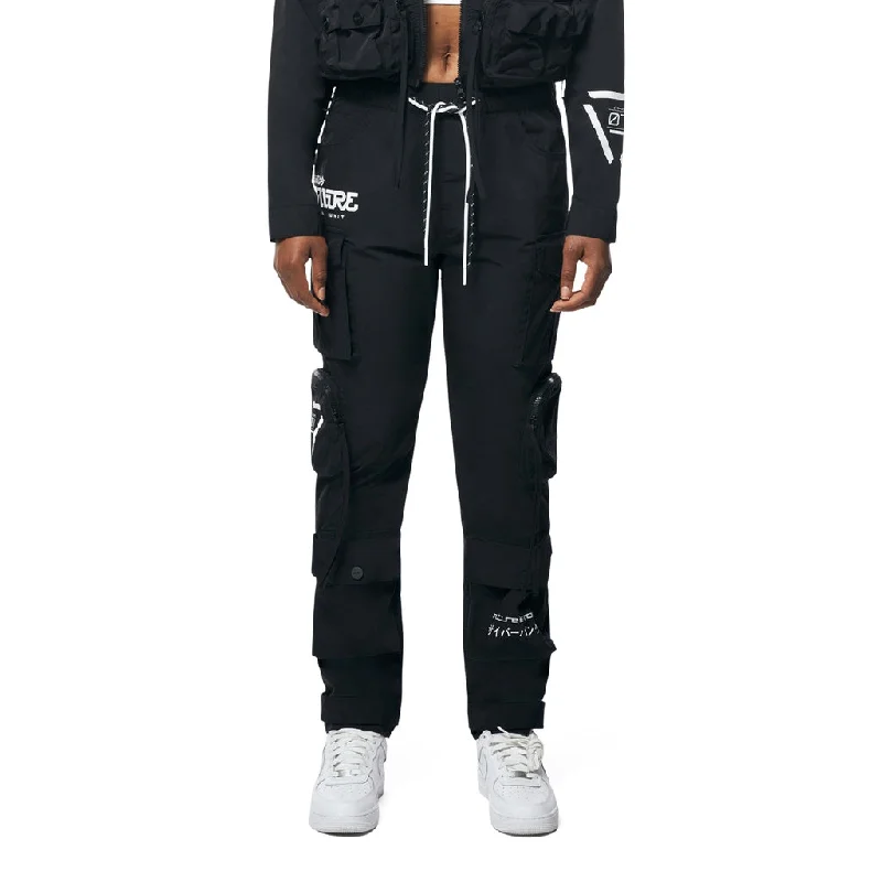 Relaxed Slouch Utility Windbreaker Pants - Black Classic Cropped Pants