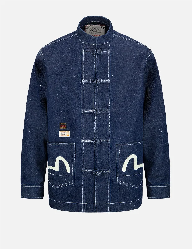 Godhead Label Embroidery Denim Chinese Jacket Trench Coat Raincoat Waterproof Jacket