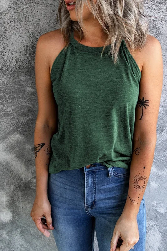 Curved Hem Grecian Tank Top solid color tank