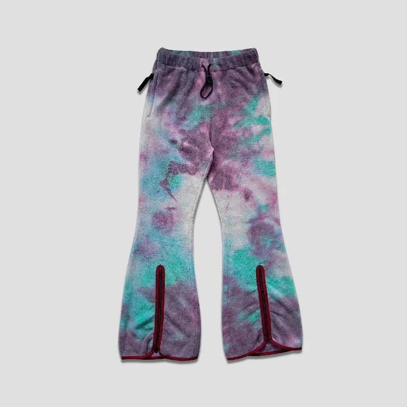 REVERSIBLE FLEECE TIE DYE FLARE PANTS - PURPLE/BLUE Classic Bootcut Trousers