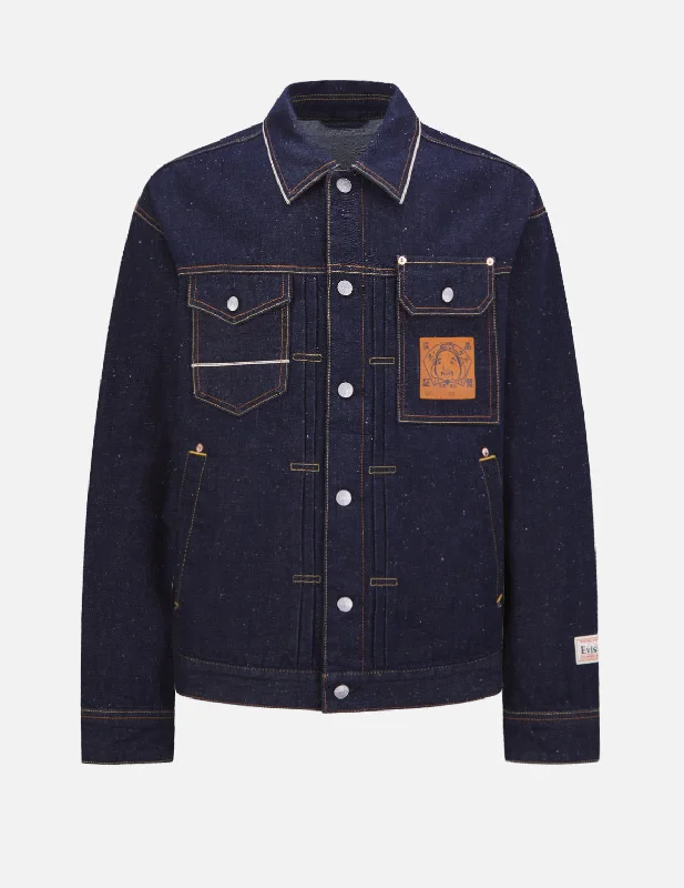 Brushstroke Daicock Discharged Denim Jacket Zippered Front Buttoned Front Snap Front