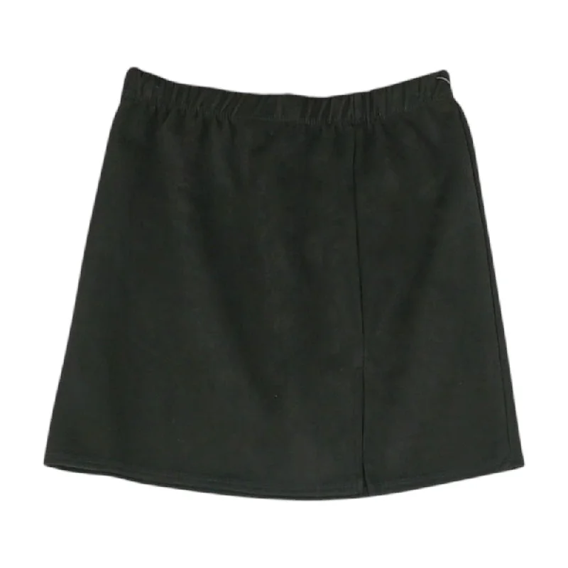 Black Solid Mini Skirt belted skirt waist