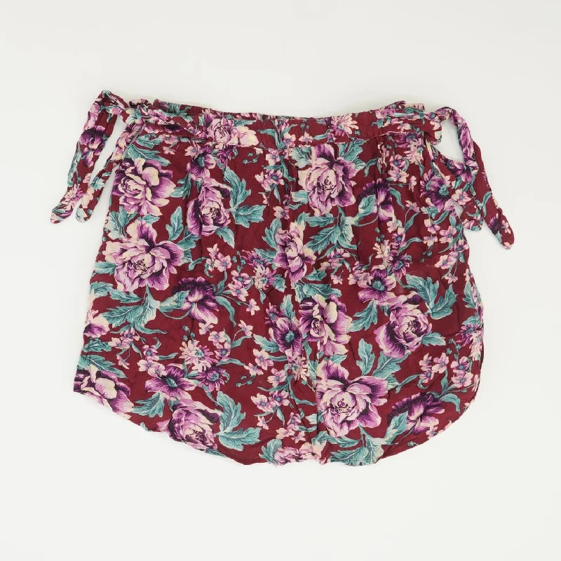 Maroon Floral Mini Skirt cashmere skirt fine
