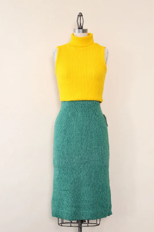Italian Grass Green Knit Skirt S patchwork skirt art