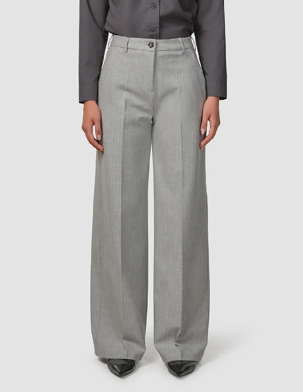 Essential Pants Wide Light Grey Pinstriped Fashionable Track Pants