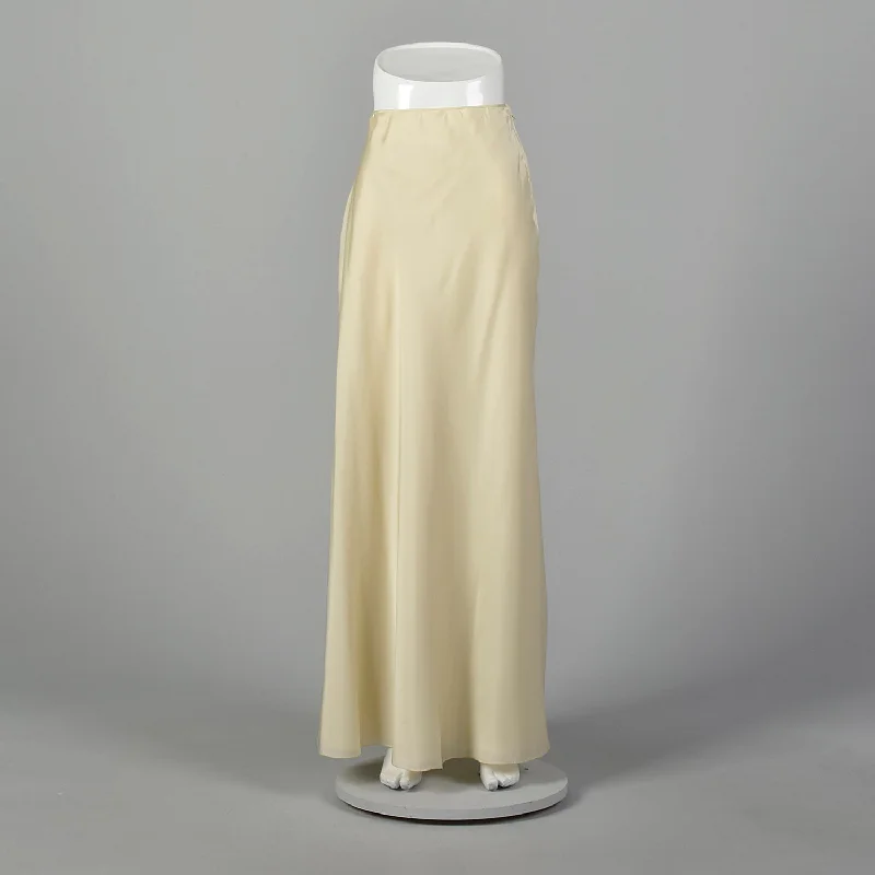 XS Mary McFadden 1990s White Ivory Maxi Skirt lace skirt feminine