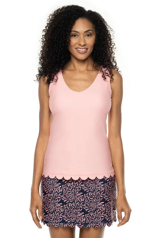 Women's Acropora Scallop Swim Tank | Peachy Pink fitted tank top
