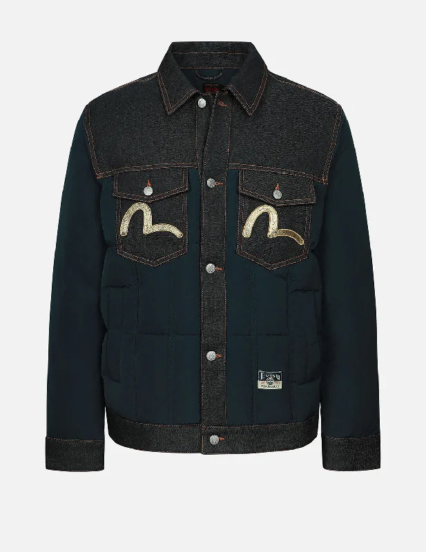 Seagull Metallic Embroidery Regular Fit Down Jacket Belted Jacket Elasticated Jacket Padded Jacket
