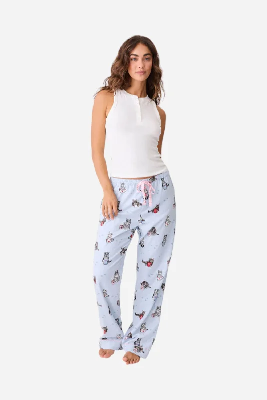 PJ Salvage Coffee & Cat Naps Flannel Pant High-Waist Jogger Pants