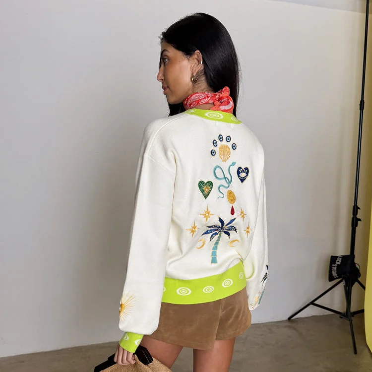 Cream Charms Forrest Cardigan Mesh Cardigan Canvas Denim