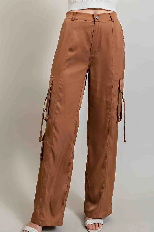 Silk Pocket Cargo Pants Soft Cotton Pants