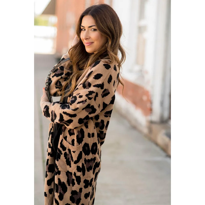 Safari Ready Leopard Tunic Cardigan Silk Blend Satin Velvet