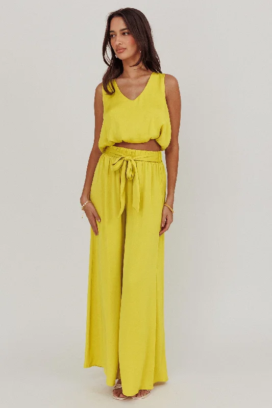 Mariposa Wide Leg Pant Chartreuse Comfortable Cargo Pants