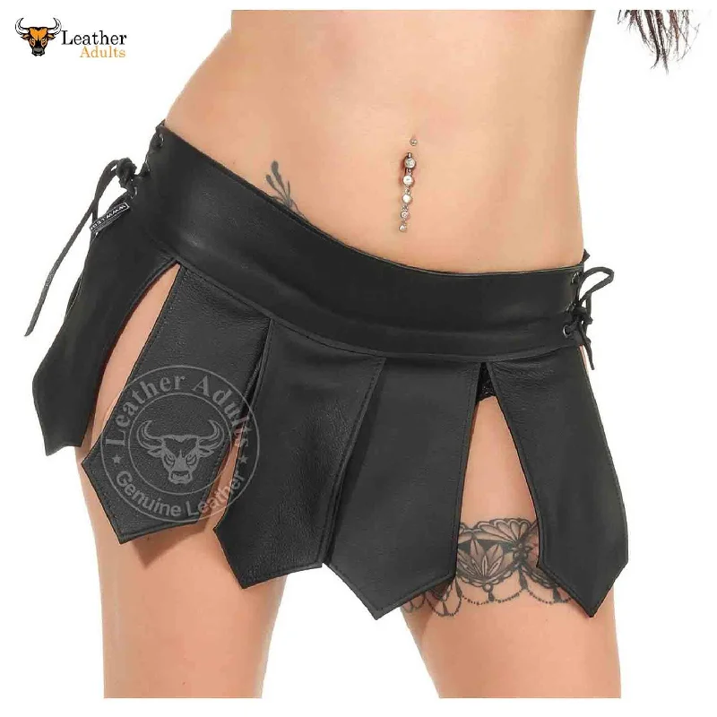 Womens Sexy LAMBS LEATHER Mini Skirt Genuine Leather Kilt Gladiator Skirt Kilt All Sizes denim skirt classic