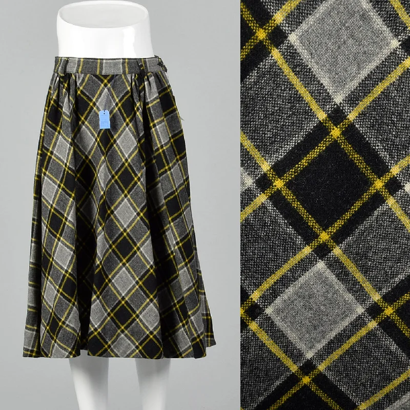 1950s Deadstock Plaid Fit and Flare Skirt cotton skirt soft