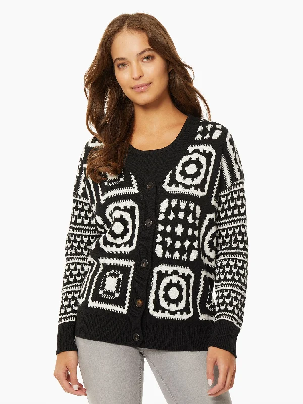 Patchwork Pattern Jacquard Boyfriend Cardigan Jersey Fabric Tulle Fabric Batik Fabric