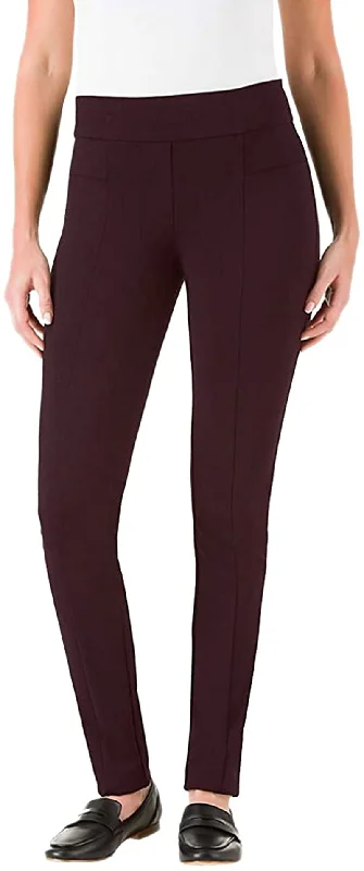 Hilary Radley Women's Narrow Leg Stretch Pull-on Slim Fit Ponte Pant Formal Linen Trousers