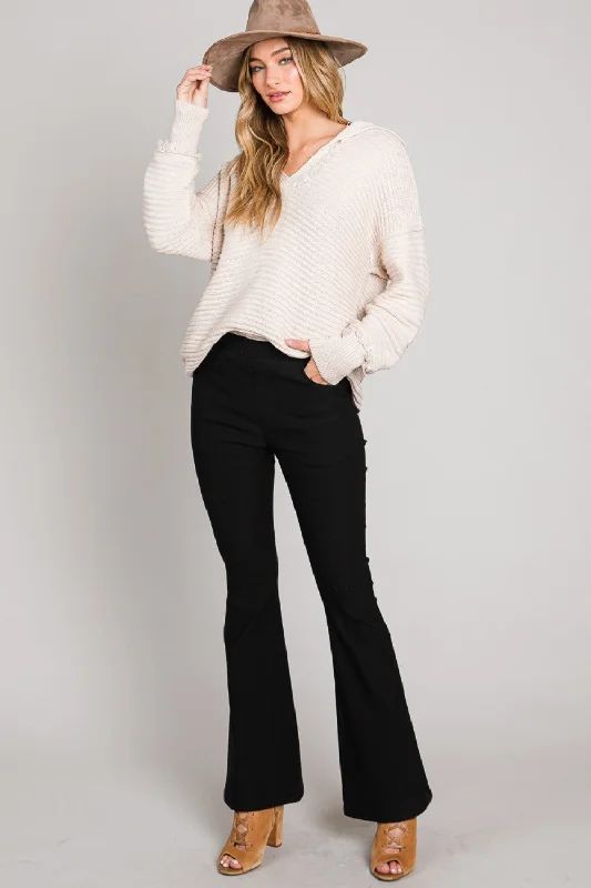 Super Stretch Flare Pants Black Elegant Trouser Pants