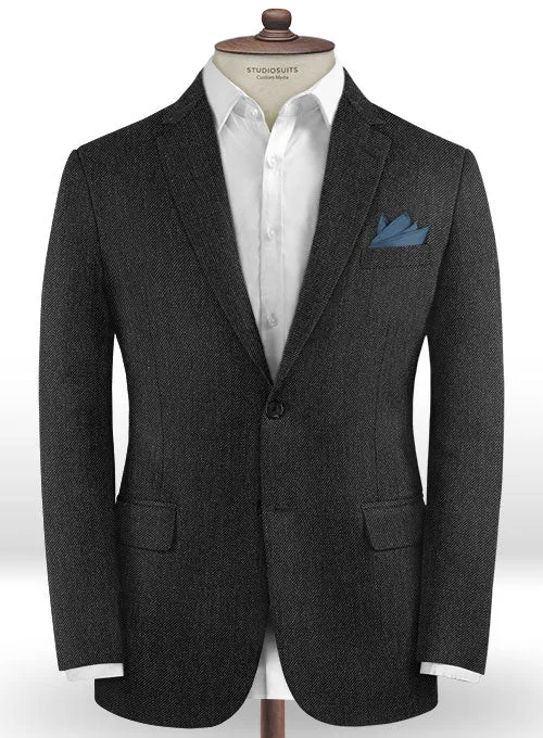 Caccioppoli Dapper Dandy Lead Gray Wool Jacket Stand-Up Collar Roll-Neck Collar Turtle Neck