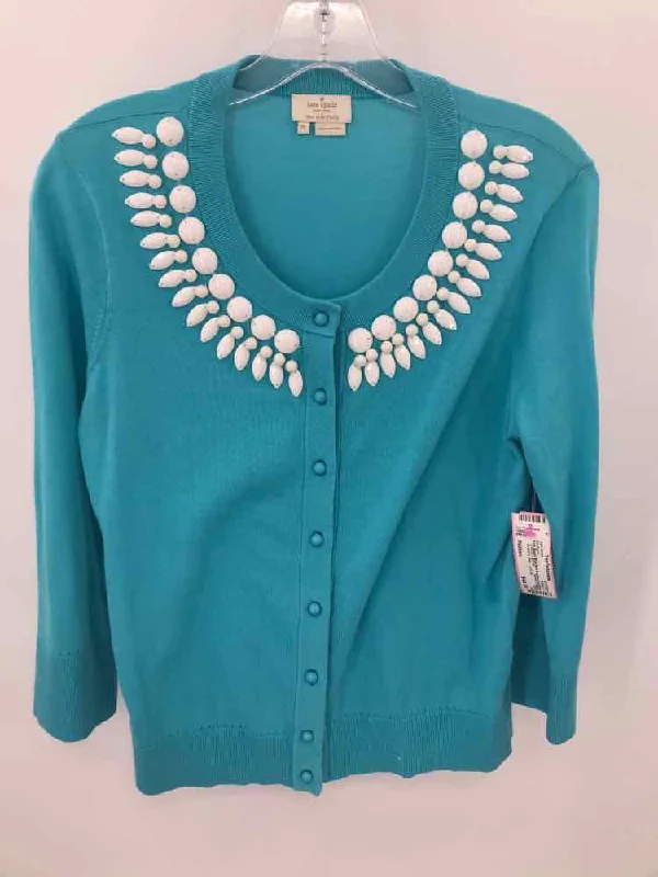 Pre-Owned Kate Spade Blue Size Medium Cardigan Machine Wash Dry Clean Hand Wash