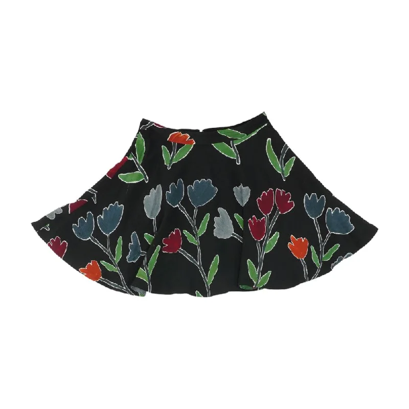 Black Floral Midi Skirt casual skirt length
