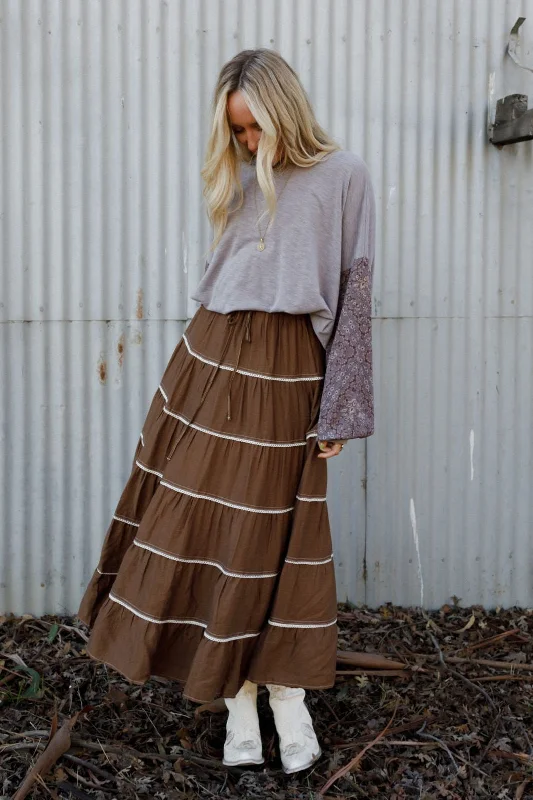 Mossy Grove Maxi Skirt - Mocha leather skirt sleek