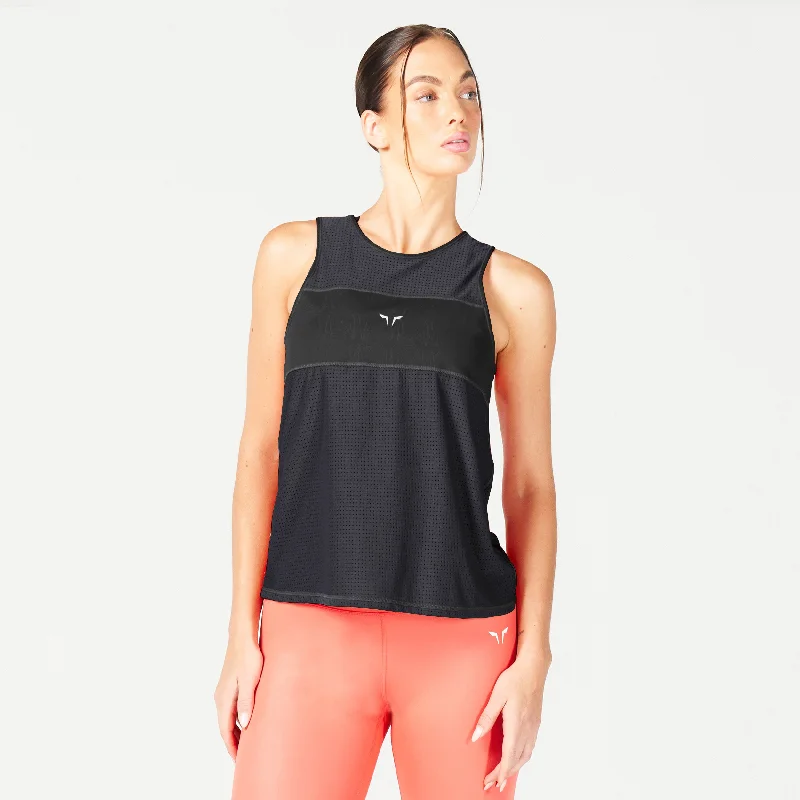 Mesh Reversible Tank - Black basic tank top